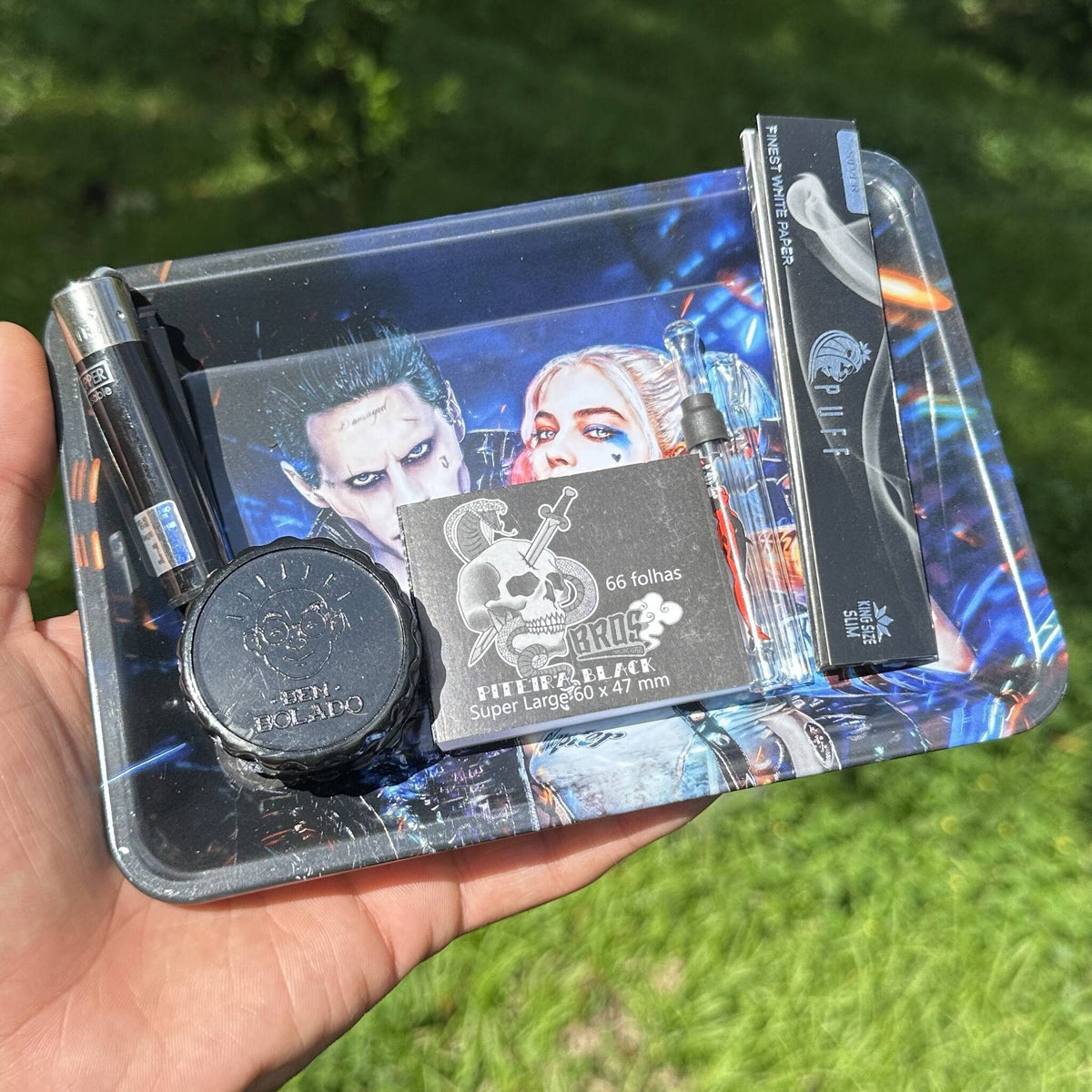 Kit Mad Love – Bandeja de metal Arlequina e Coringa
