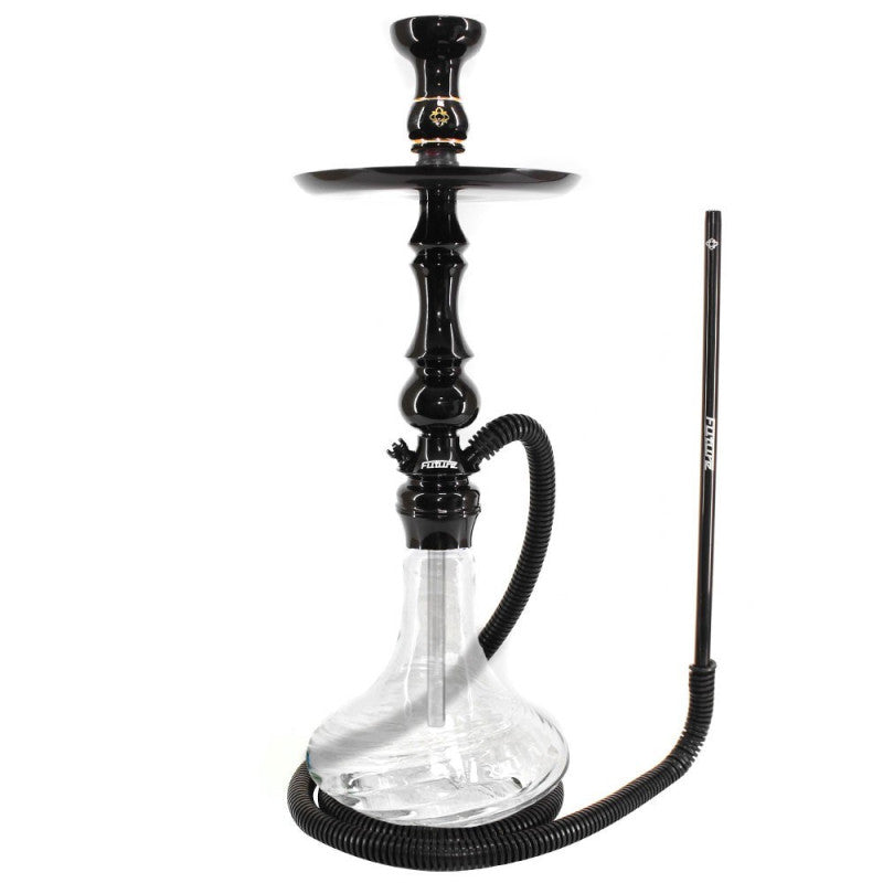 Narguile Amazon Future Preto Metal Preto Vaso Transparente Rigado