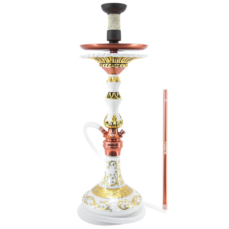 Narguile Amazon Future Série Ouro Edição Limitada Ouro 24k Metal Rose Madeira Branca