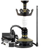 Narguile Marajah Umbrella Nano Branco Metal Preto Vaso Brisas Prato Coroa Pequeno Rosh Alusi Take Gold Completo