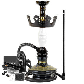 Narguile Marajah Umbrella Nano Branco Metal Dourado Vaso Brisas Prato Coroa Pequeno Rosh Alusi Take Gold Completo