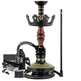 Narguile Marajah Umbrella Nano Branco Metal Dourado Vaso Brisas Prato Coroa Pequeno Rosh Alusi Take Gold Completo