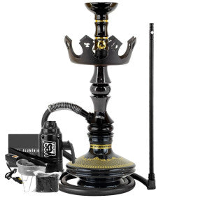 Narguile Marajah Umbrella Nano Branco Metal Dourado Vaso Brisas Prato Coroa Pequeno Rosh Alusi Take Gold Completo
