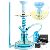 Narguile Pequeno Zeus Single Azul Claro Vaso Brisas Genie Prato Alusi Piteira ArguileBr Silicone Rosh Alusi Kiso Completo