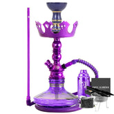 Narguile Pequeno Zeus Single Roxo Brilho Vaso Listra Gold Prato Coroa Piteira ArguileBr Silicone Rosh Alusi Kiso Completo