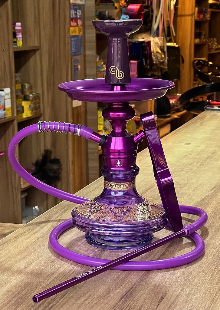 KIT TRITON NARGUILE COMPLETO - ROXO C/ DOURADO 2.0