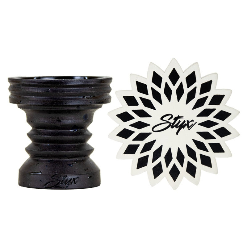 Rosh Narguile Styx Barro Preto STX Azul Preto + Tapete Para Rosh Styx