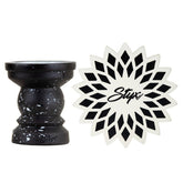 Rosh Narguile Styx Barro Preto STX Branco Preto + Tapete Para Rosh Styx